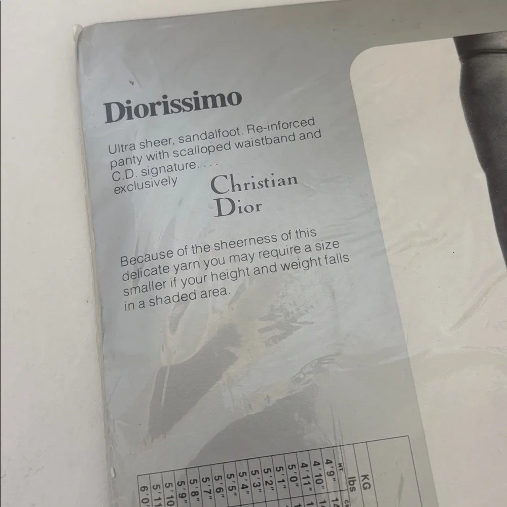 Vintage Christian Dior Pantyhose‎ Alabaster 4443 Ultrasheer Sandle Foot Size 3